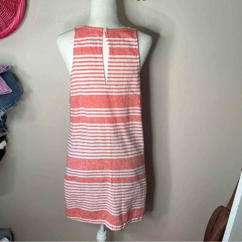 5/$25 Old Navy linen blend striped peach sheath dress - Picture 3 of 7